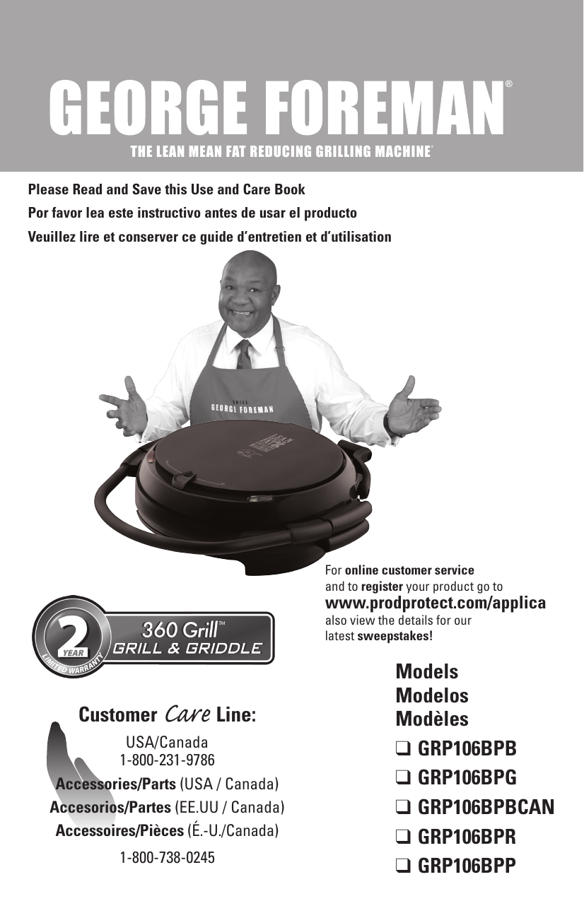 George Foreman Grp106Bpr Owner's Manual | Manualzz