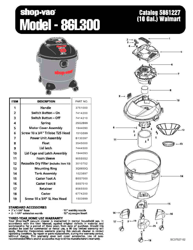 Shop Vac 86L300 Owner's manual Manualzz