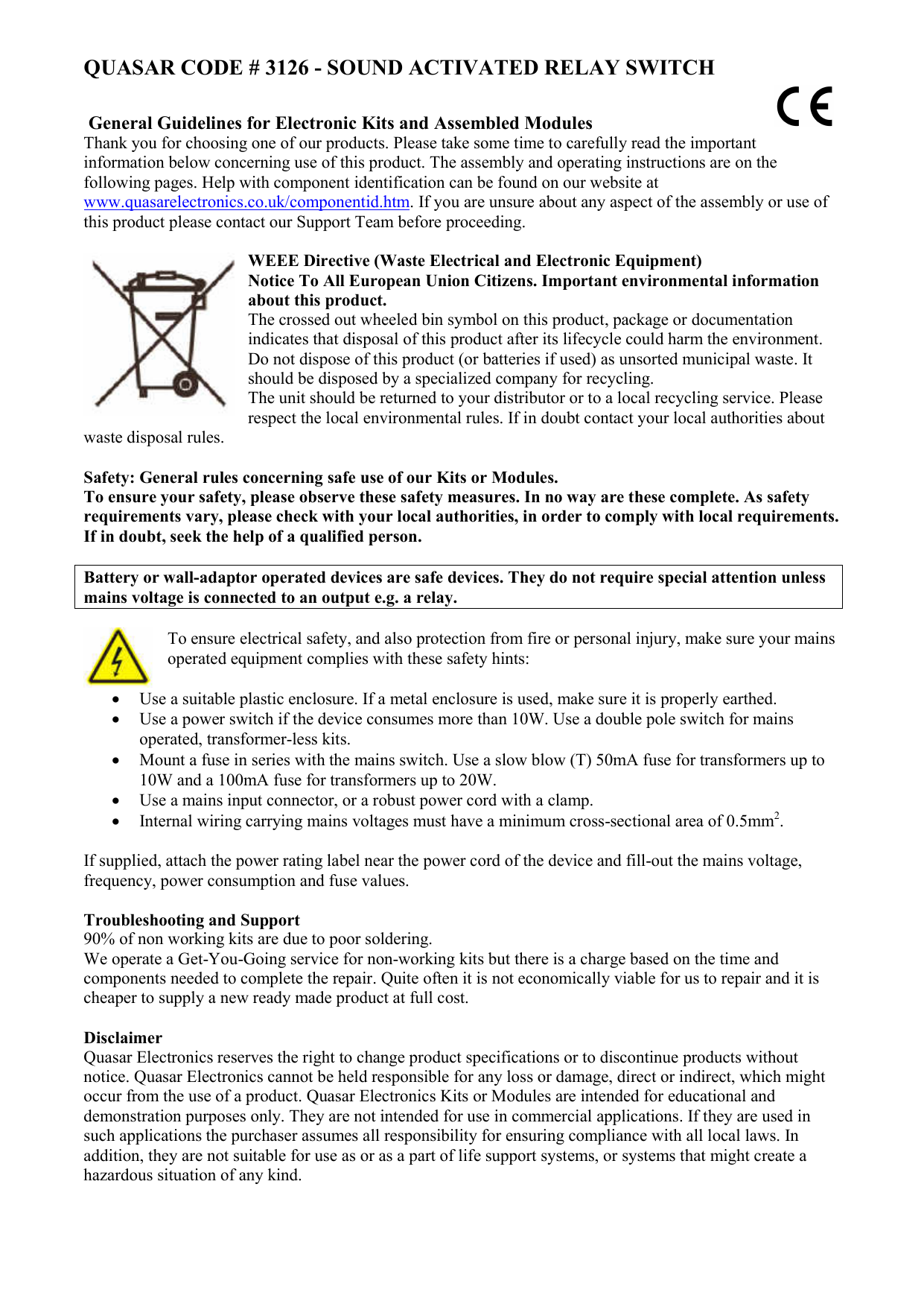 Quasar 3126 User Manual Manualzz