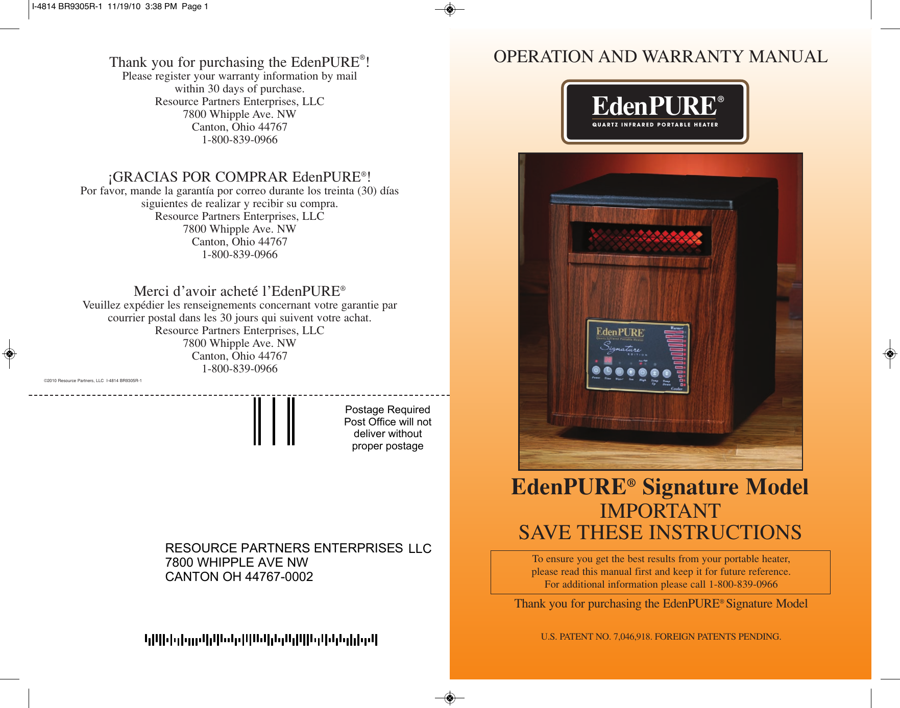 Edenpure Signature A4427 Heater Product Manual | Manualzz