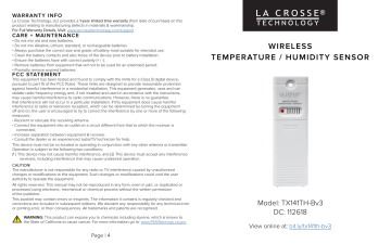 TX141V3 La Crosse Replacement wireless temperature sensor Wireless