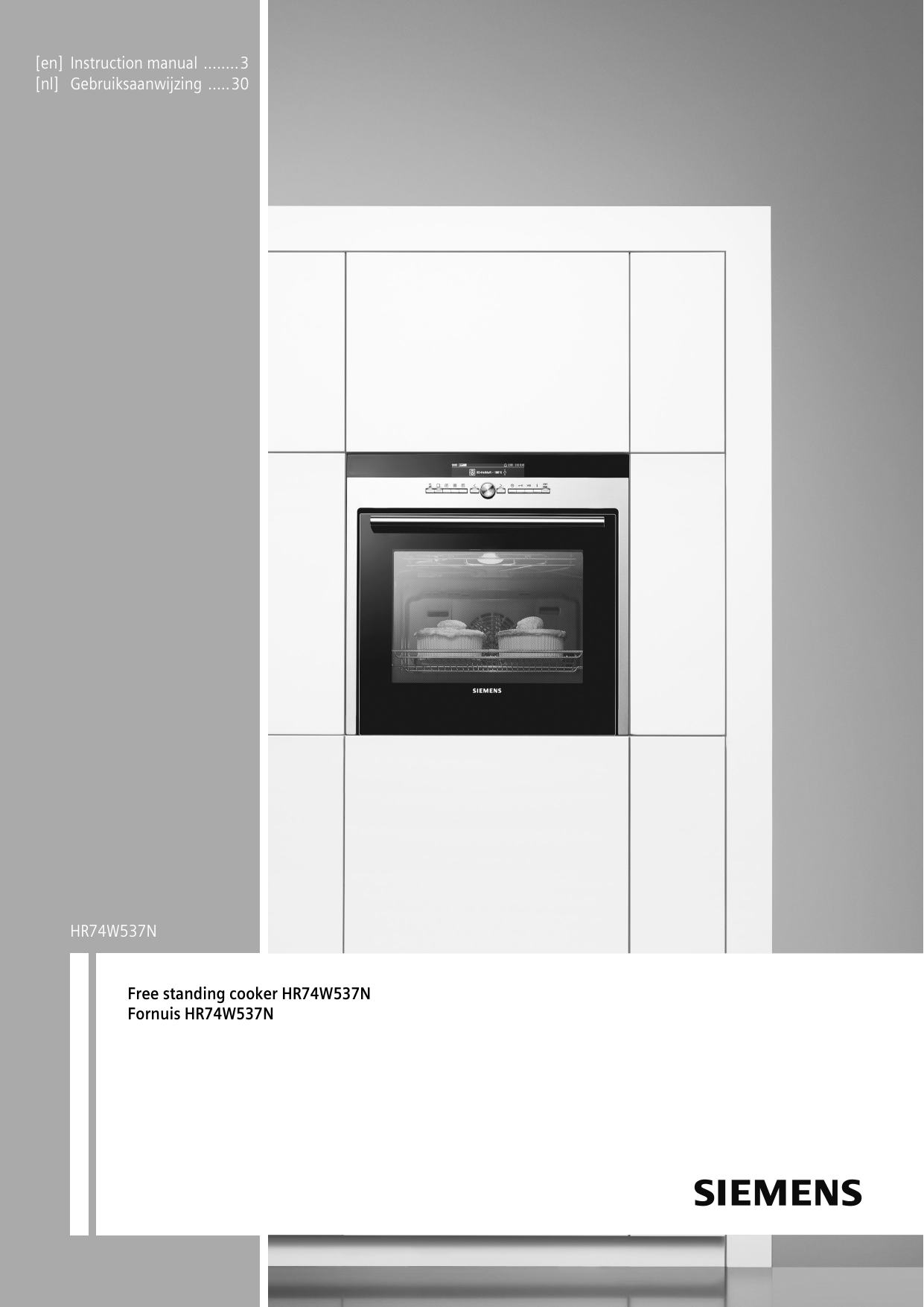 Siemens iQ300 Gas combination freestanding cooker Instruction manual