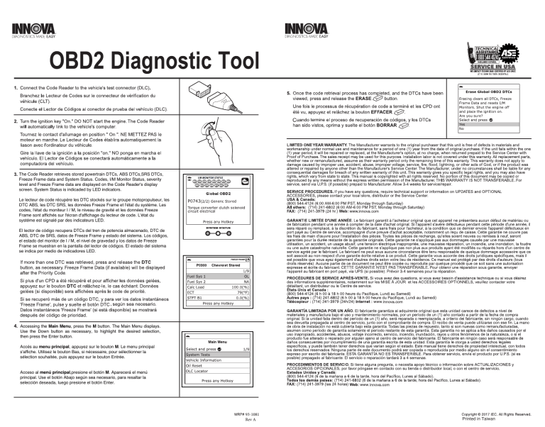 Innova OBD2 6100p Diagnostic Tool Owner's manual | Manualzz