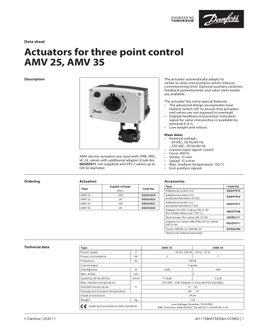 Danfoss AMV 25, 35 Data Sheet | Manualzz