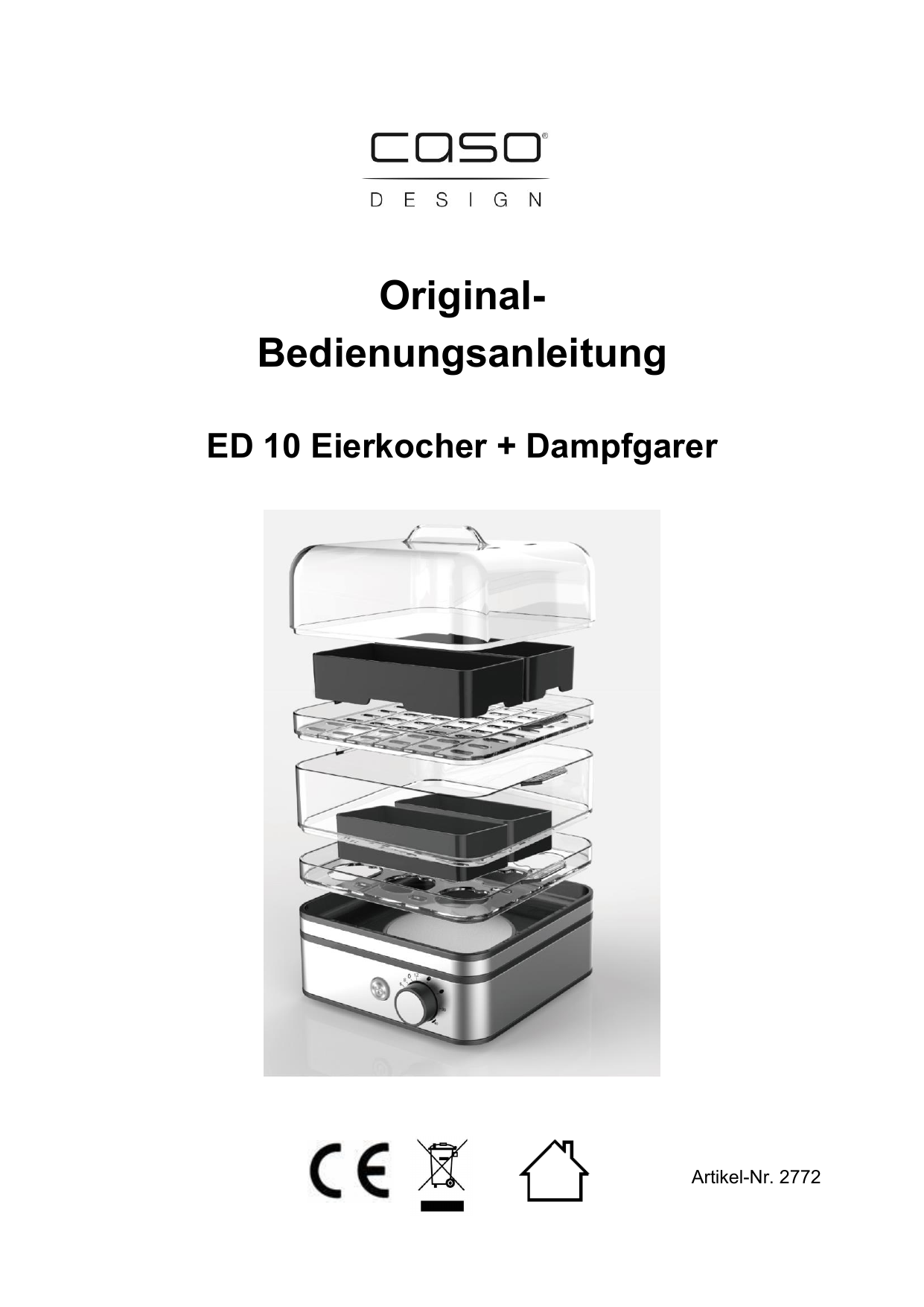 Caso ED 10 Electronic Egg Boiler & Steam Cooker Bedienungsanleitung