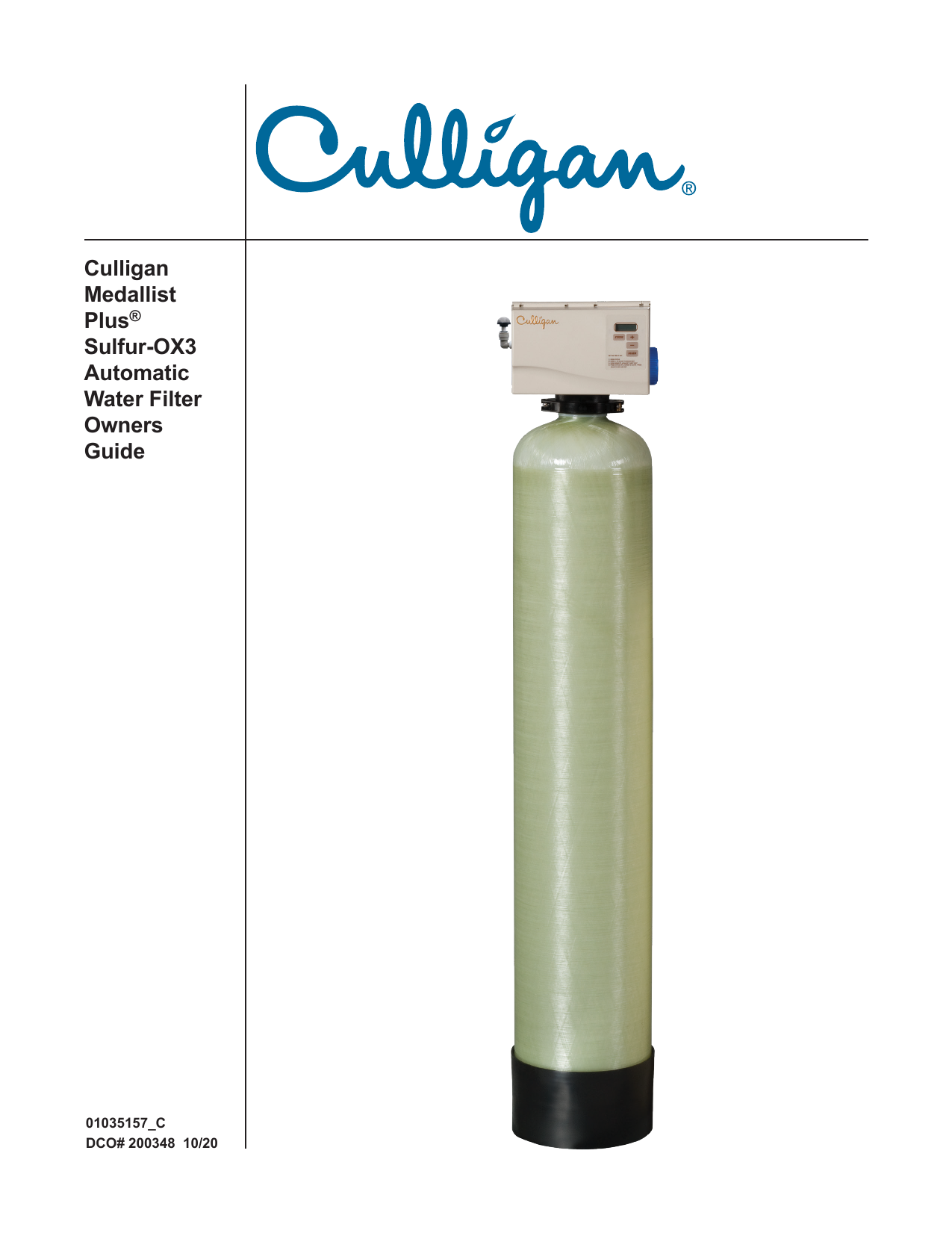 Culligan SulfurOX3 Water Filter Owner's manual Manualzz