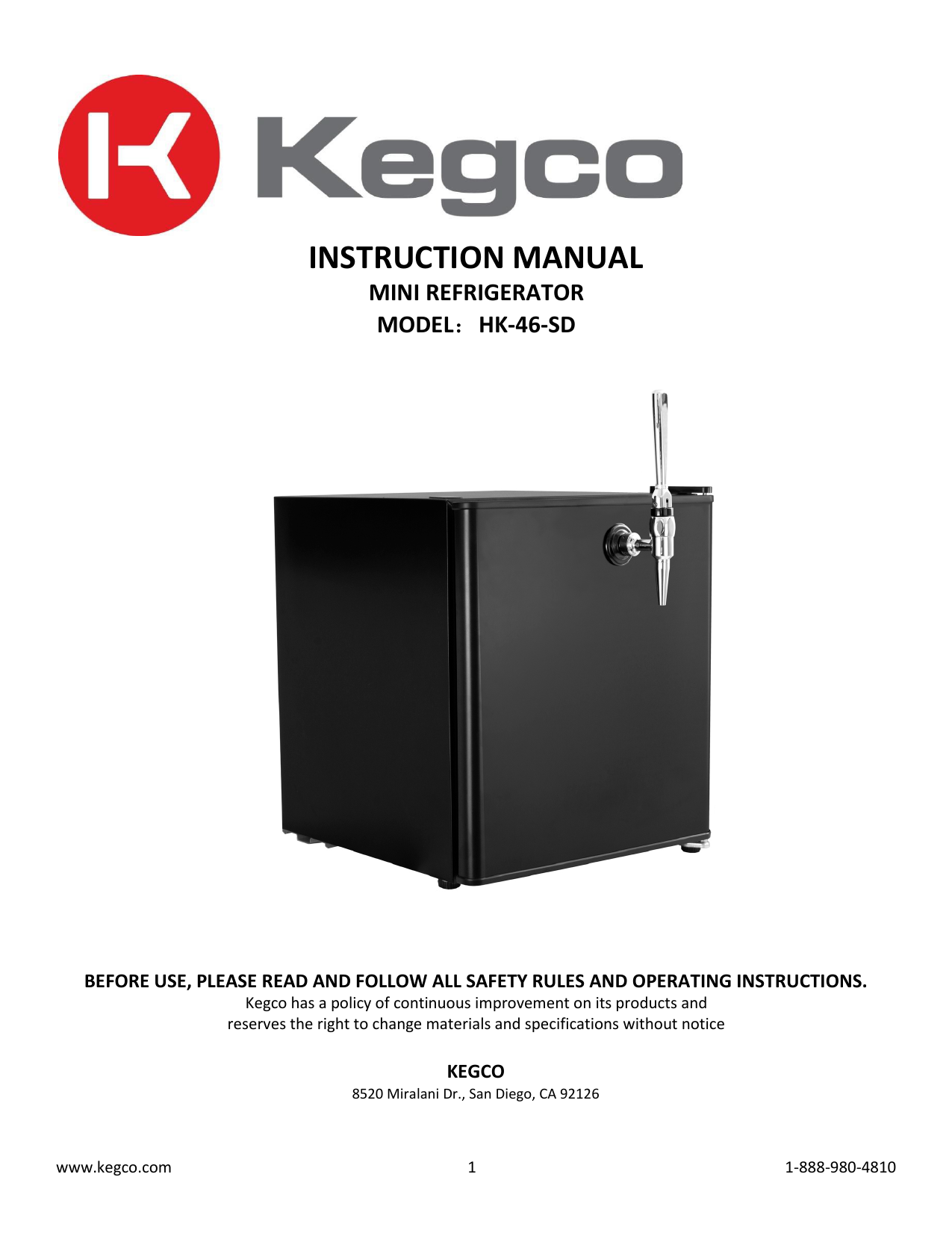 Kegco HK46CB Instruction Manual Manualzz