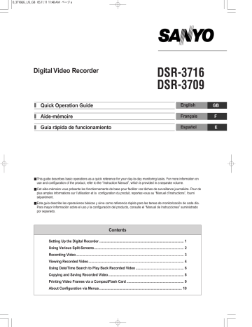 Sanyo DSR-3709, DSR-3716 Quick Operating Manual | Manualzz