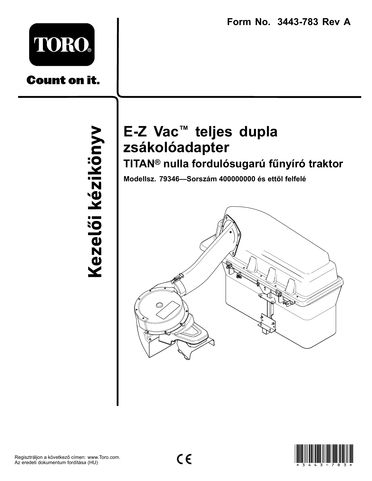 Toro EZ Vac Complete Twin Bagger, TITAN ZeroTurnRadius Riding Mower