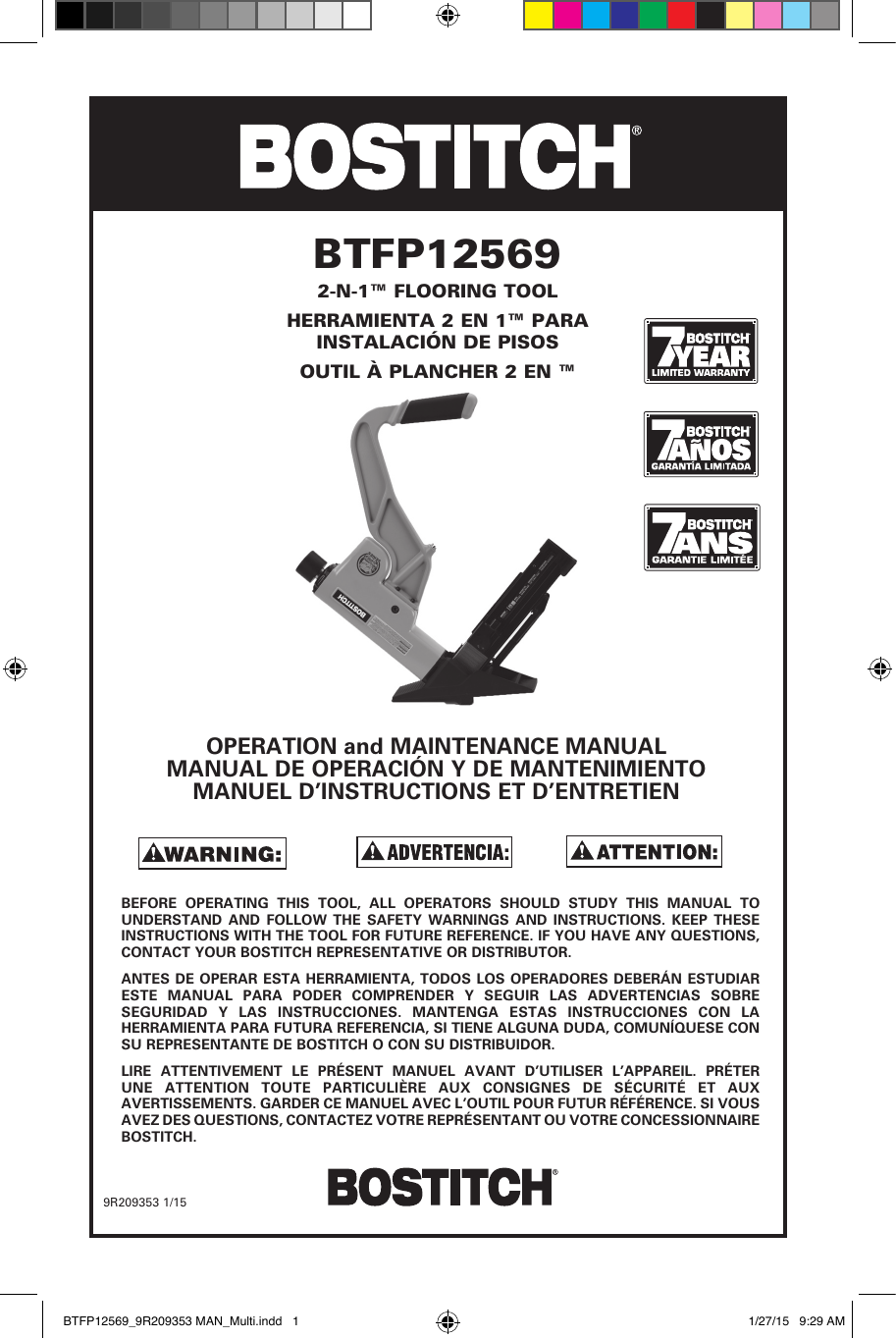 Bostitch BTFP12569 Flooring Nailer User Manual Manualzz