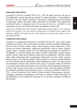 LAUNCH LAUNCH CRP129E - Specification, User guide, User manual
