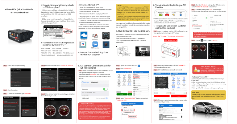 Vgate Vgate Vlinker Mc Bluetooth Obd2 Car Diagnostic Scan Tool For Iphone Android And Windows User Manual Manualzz