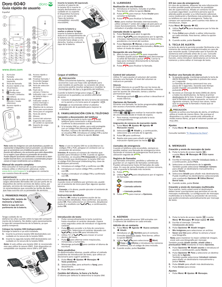 Doro 6040 Quick Start Guide | Manualzz