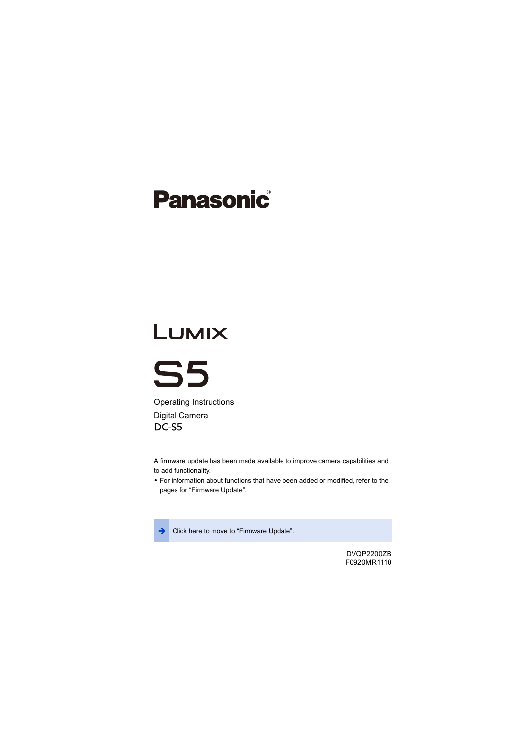 Panasonic Dc S5 Operating Instructions Manualzz