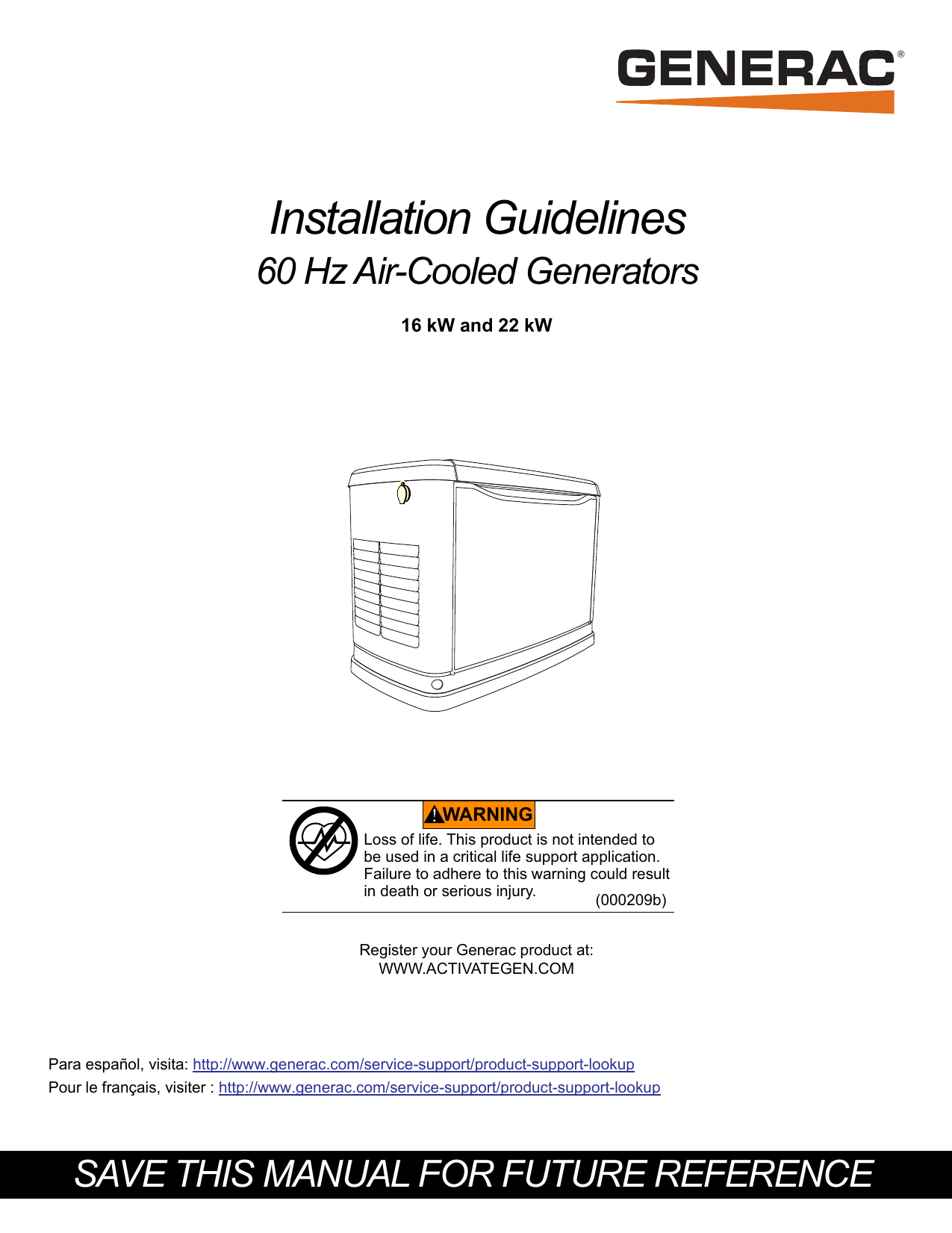 Generac 22 KW G0071421 Standby Generator Manual | Manualzz