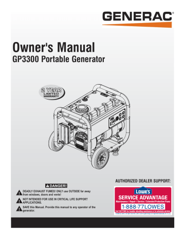 Generac GP3300 G0064310 Portable Generator Manual | Manualzz