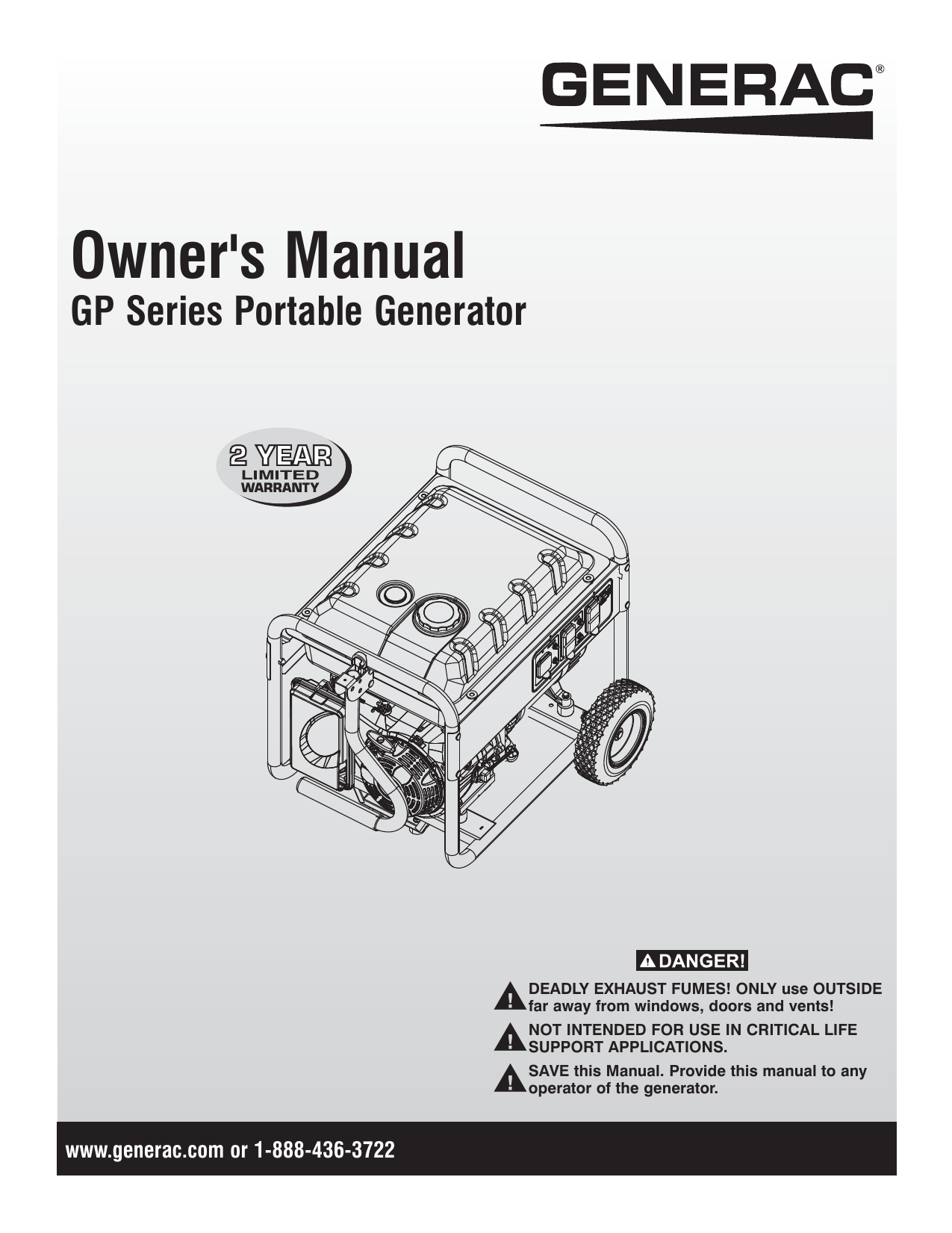 Generac GP5500 0059390 Portable Generator Manual Manualzz