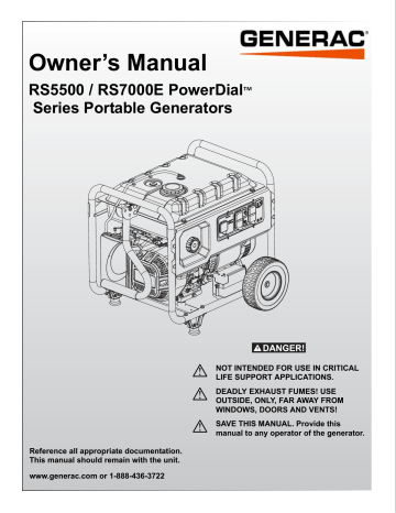 Generac RS5500 0066720 Portable Generator Manual | Manualzz