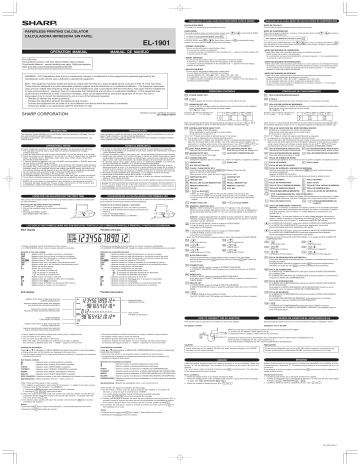 Sharp EL-1901 Owner Manual | Manualzz