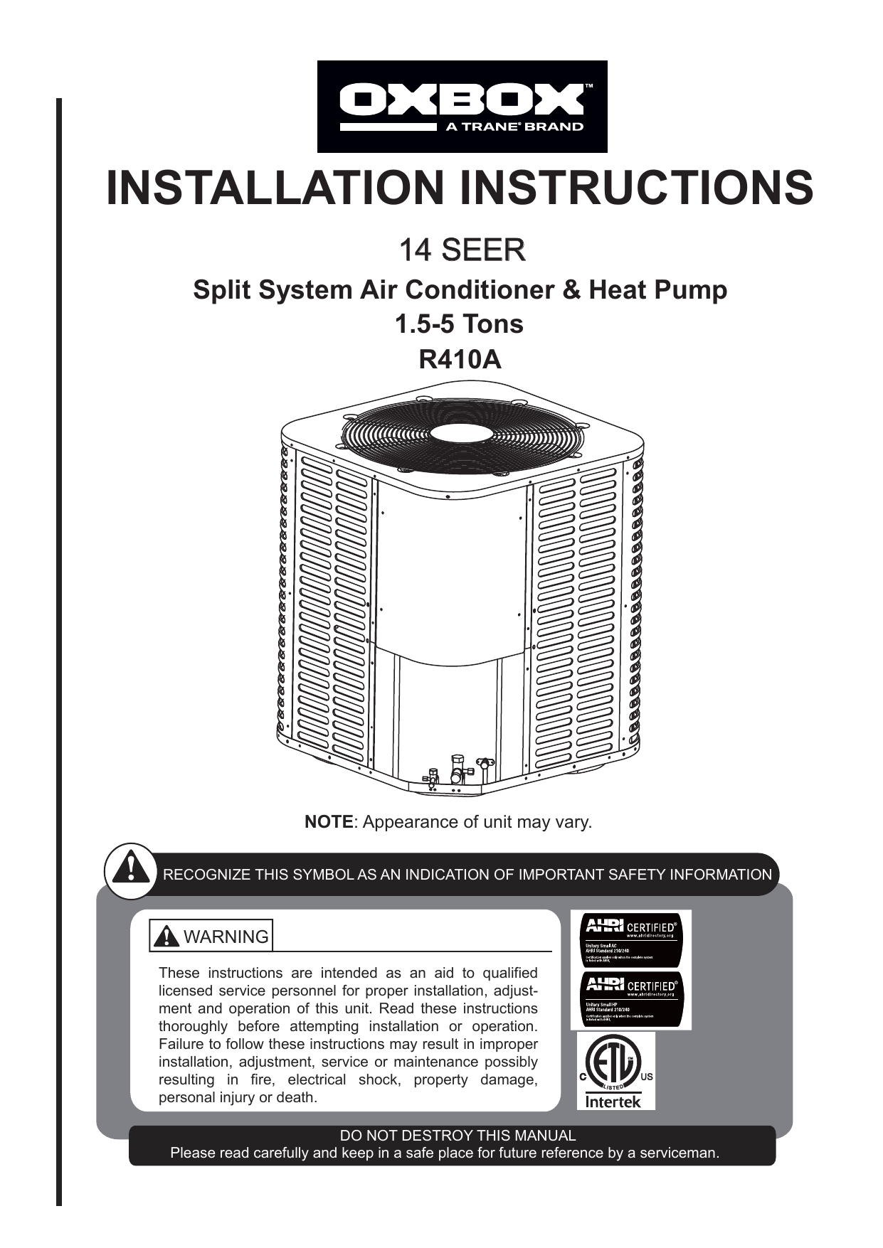 tran compressor 3.5 seer x-12