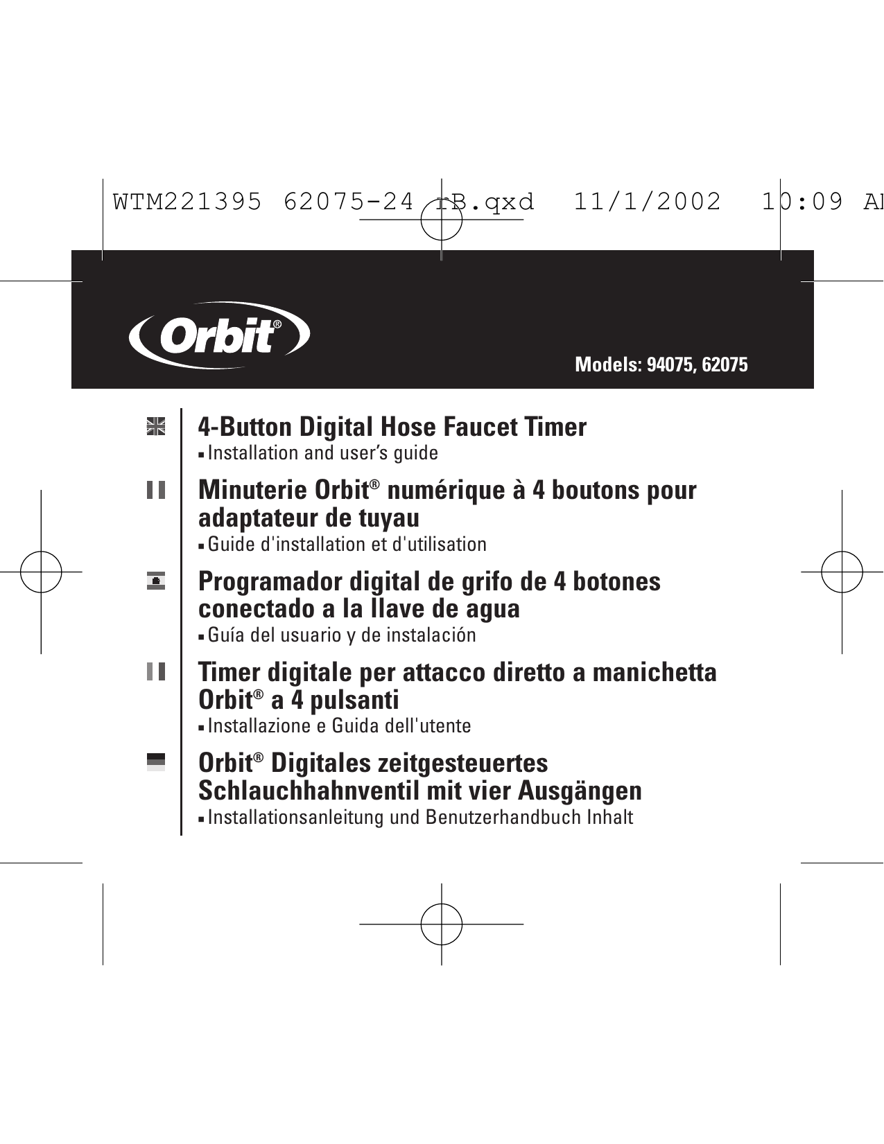 Orbit Water Timer Model 62032 Manual