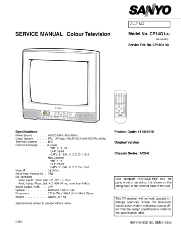 Sanyo Cp14g1 Cp14g1a Cp14sa1 Cp14sr1 Cp21g1 User Manual Manualzz