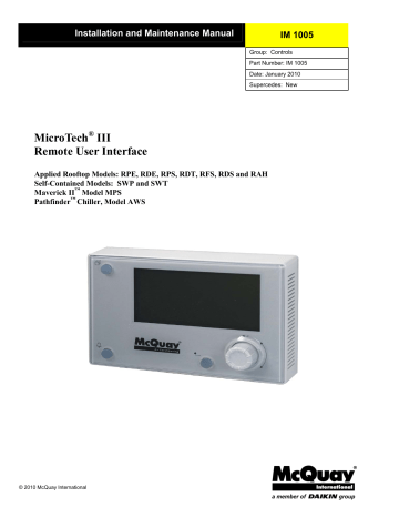 McQuay MicroTech III Installation And Maintenance Manual | Manualzz
