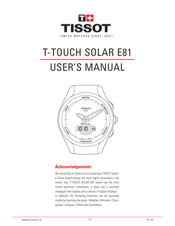 Tissot T-TOUCH SOLAR E81 User Manual | Manualzz