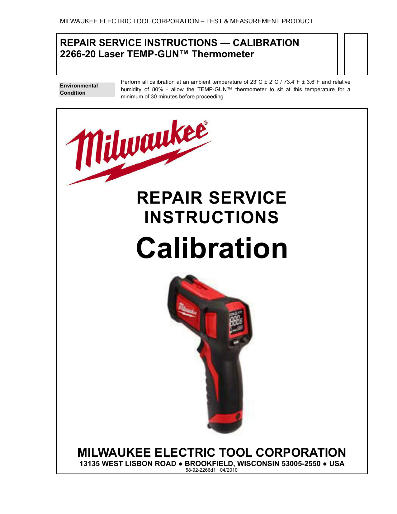 2266-20 - Milwaukee 2266-20 - Laser TEMP-GUN Thermometer