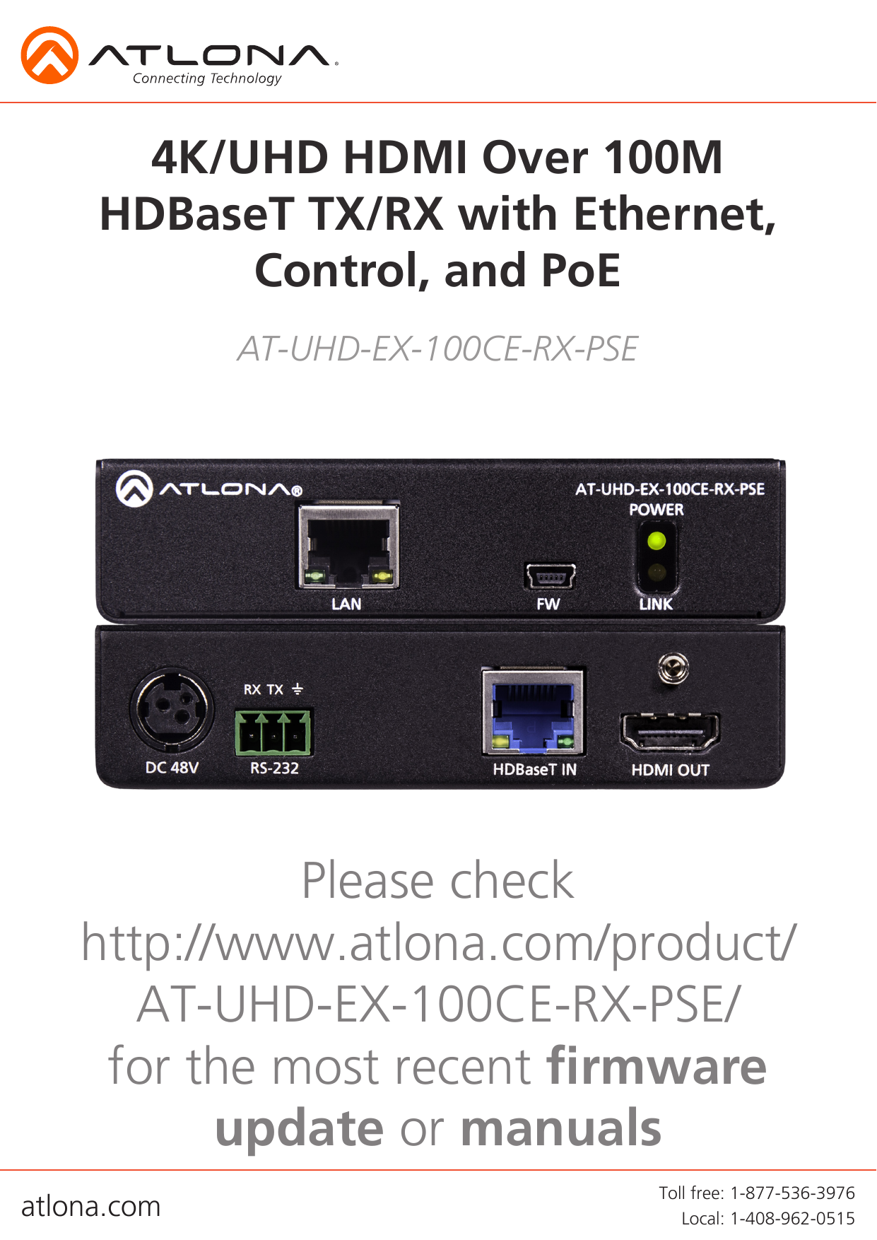 Atlona At Uhd Ex 100ce Rx Pse 4k Uhd Power Sourcing Hdmi Hdbaset Receiver User Manual Manualzz