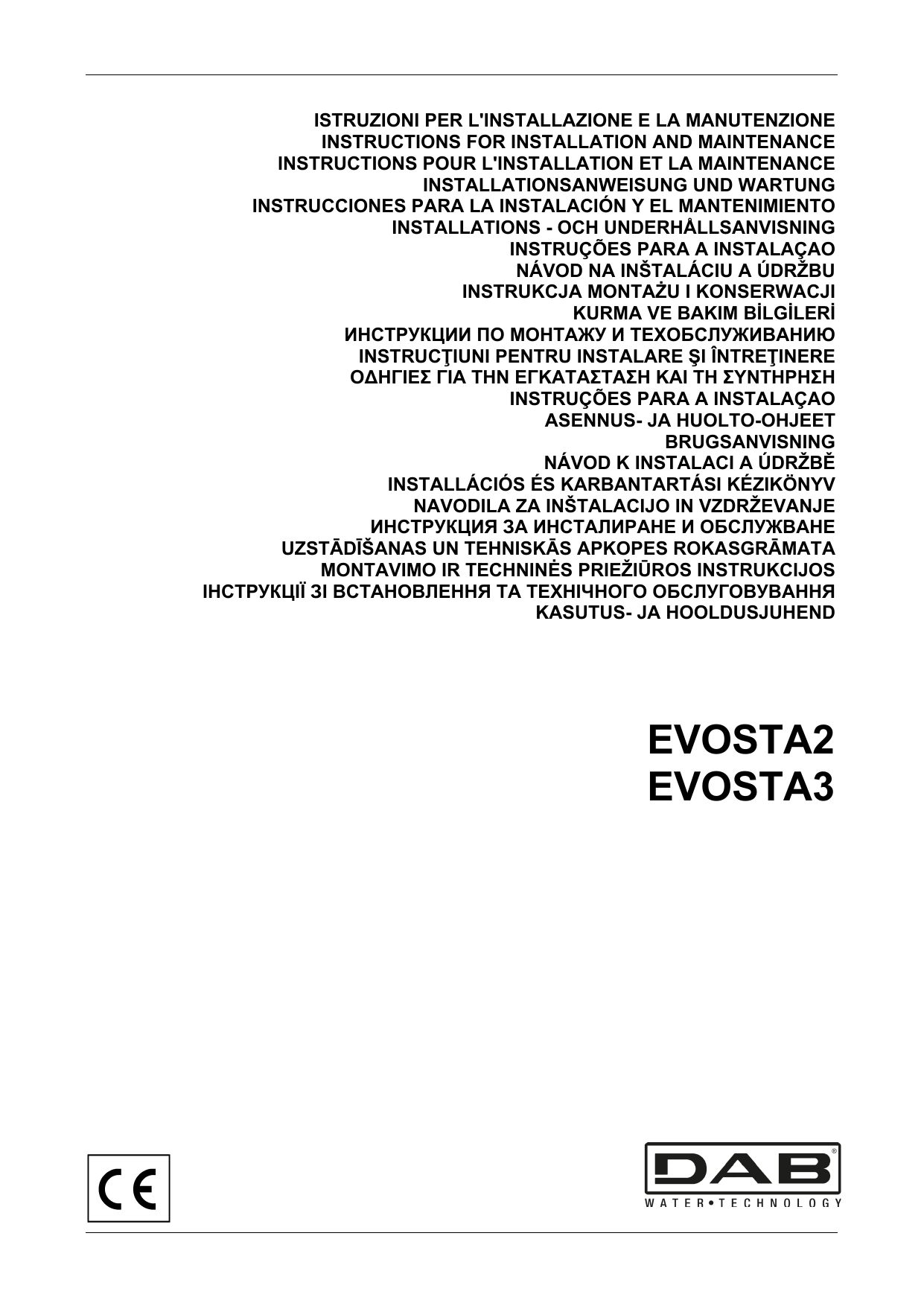 DAB EVOSTA 2 Instruc?iuni de utilizare | Manualzz