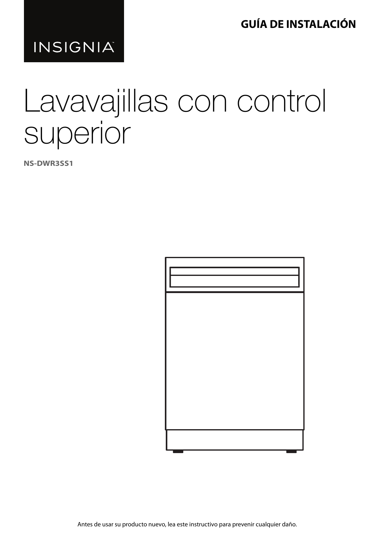 Insignia NSDWR3SS1 Top Control BuiltIn Dishwasher Guía de instalación