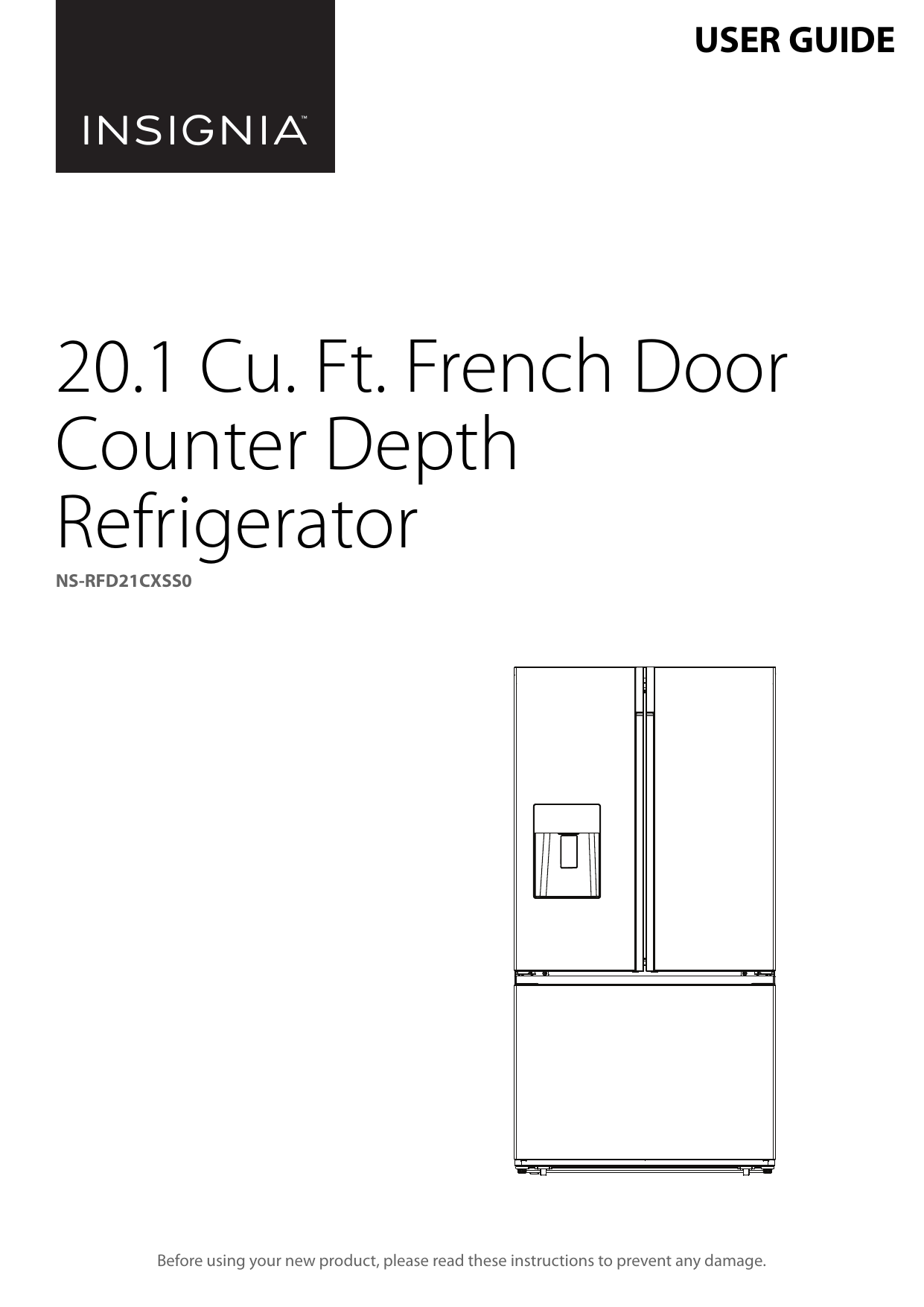 Insignia NSRFD21CXSS0 20.1 Cu. Ft. French Door CounterDepth