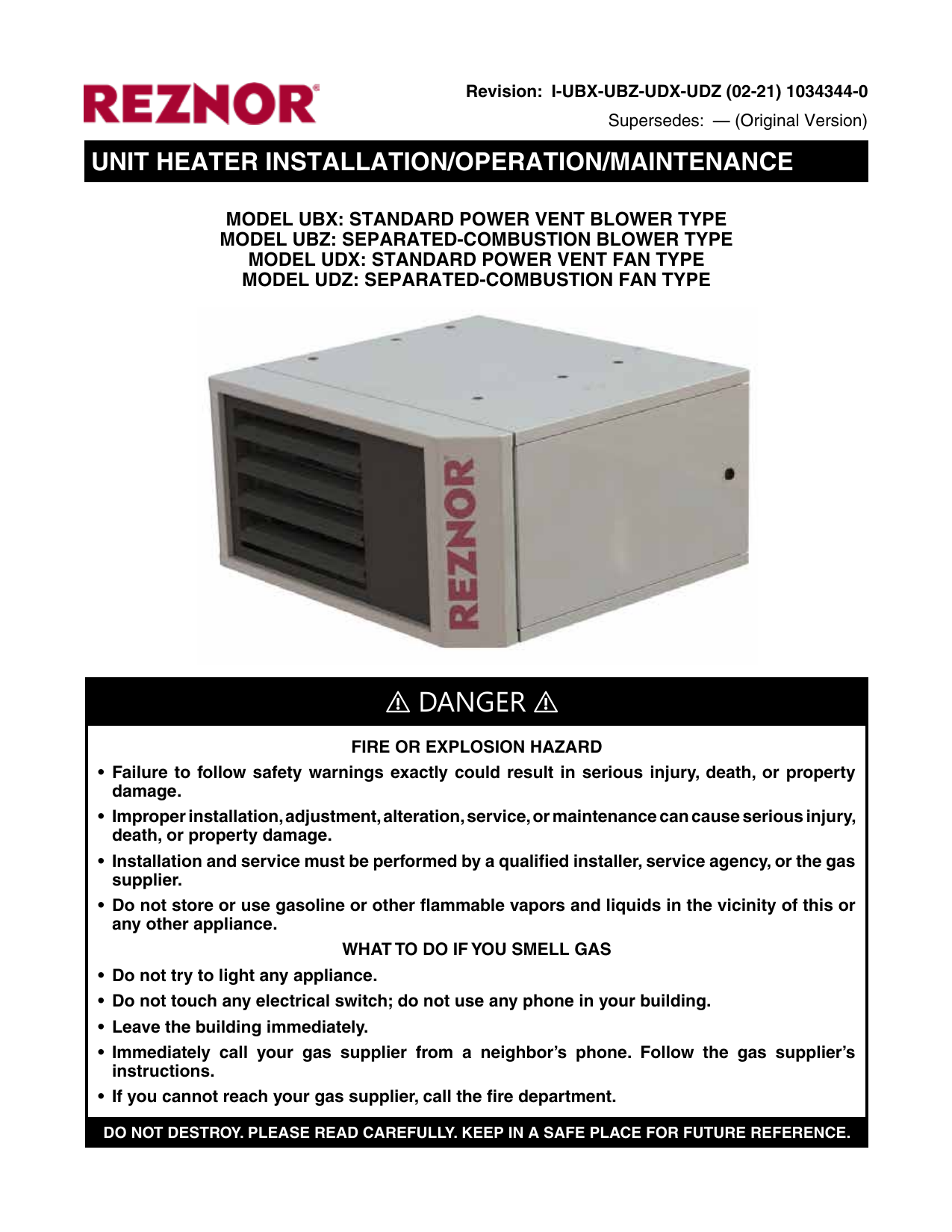 Electrical Connections. Reznor UDZ, UDX, UBZ, UBX | Manualzz