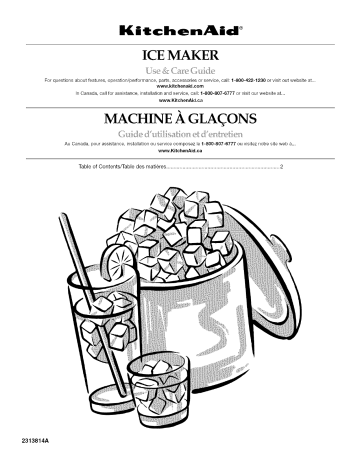 KitchenAid KUIC15PLTS0 Freestanding Ice Maker Owner's Manual | Manualzz