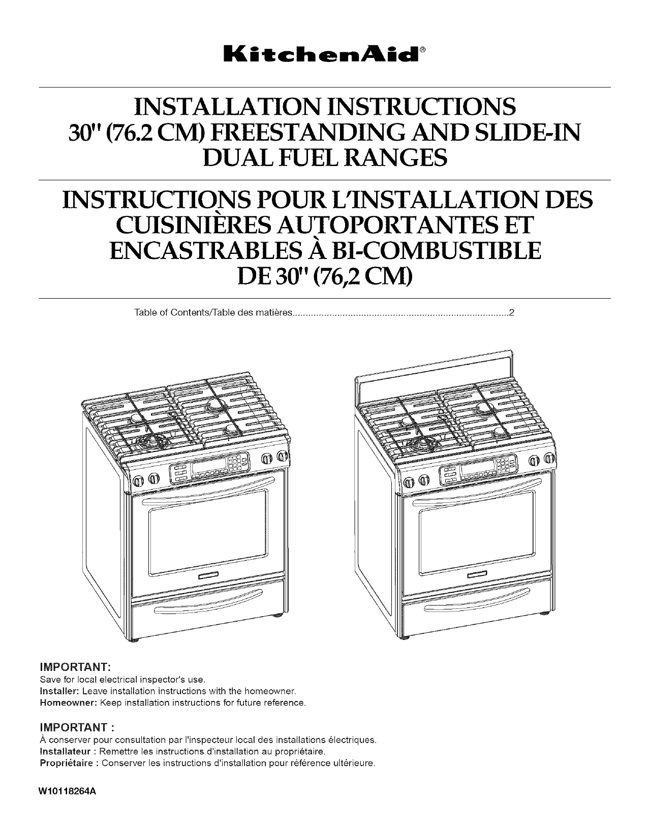 KitchenAid KDSS907SSS01 DualFuel Range installation Guide Manualzz