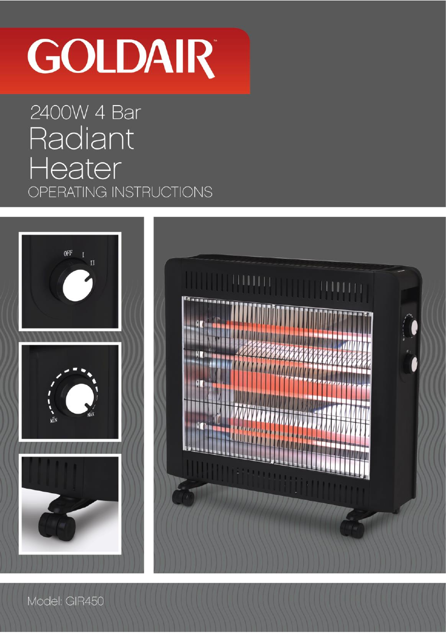 Goldair GIR450 2400W 4 Bar Radiant Heater Manual | Manualzz
