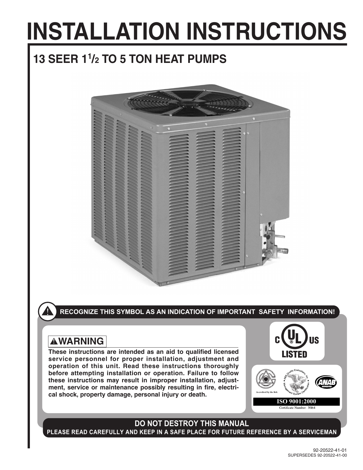 Rheem WA1448WJ1NA WA14 Series 4 Ton 14 SEER 1/3 hp Single-Stage R-410A ...