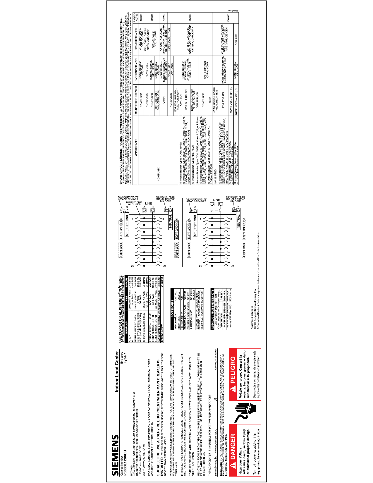 Siemens Energy Automation P3030l1200cu 200a Single Phase Metal Lath Cubic Indoor Less Cover Installation Manual Manualzz
