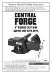 Central Forge 63189 6 in. Swivel Vise Owner's Manual