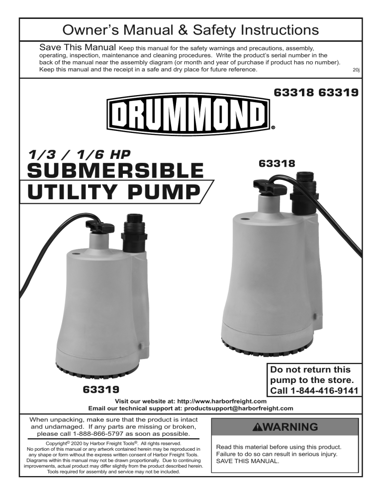 Drummond 63318 Owner's manual Manualzz