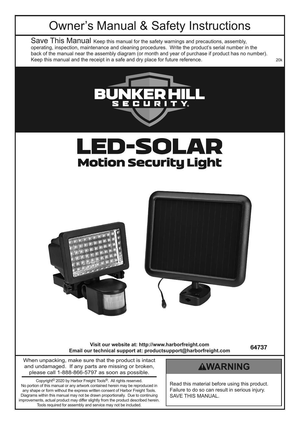 Bunker Hill Security 64737 500 Lumen LED Solar Security Light Black