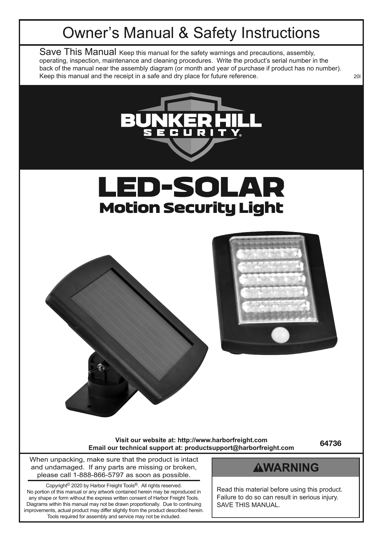 Bunker Hill Security 64736 120 Lumen Solar Motion Security Light