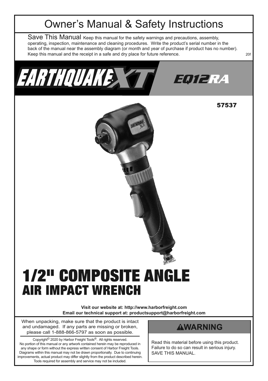 Earthquake XT 57537 1/2 In. Composite Xtreme Torque Right Angle Air