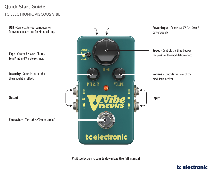 Tc Electronic Viscous Vibe Quick Start Guide Manualzz
