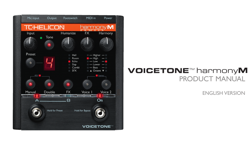 Tc Helicon Voicetone Harmony M Voice Processor User Manual Manualzz