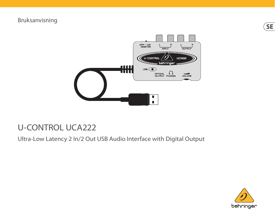 Behringer UCA222 Audio Interface Bruksanvisning Manualzz