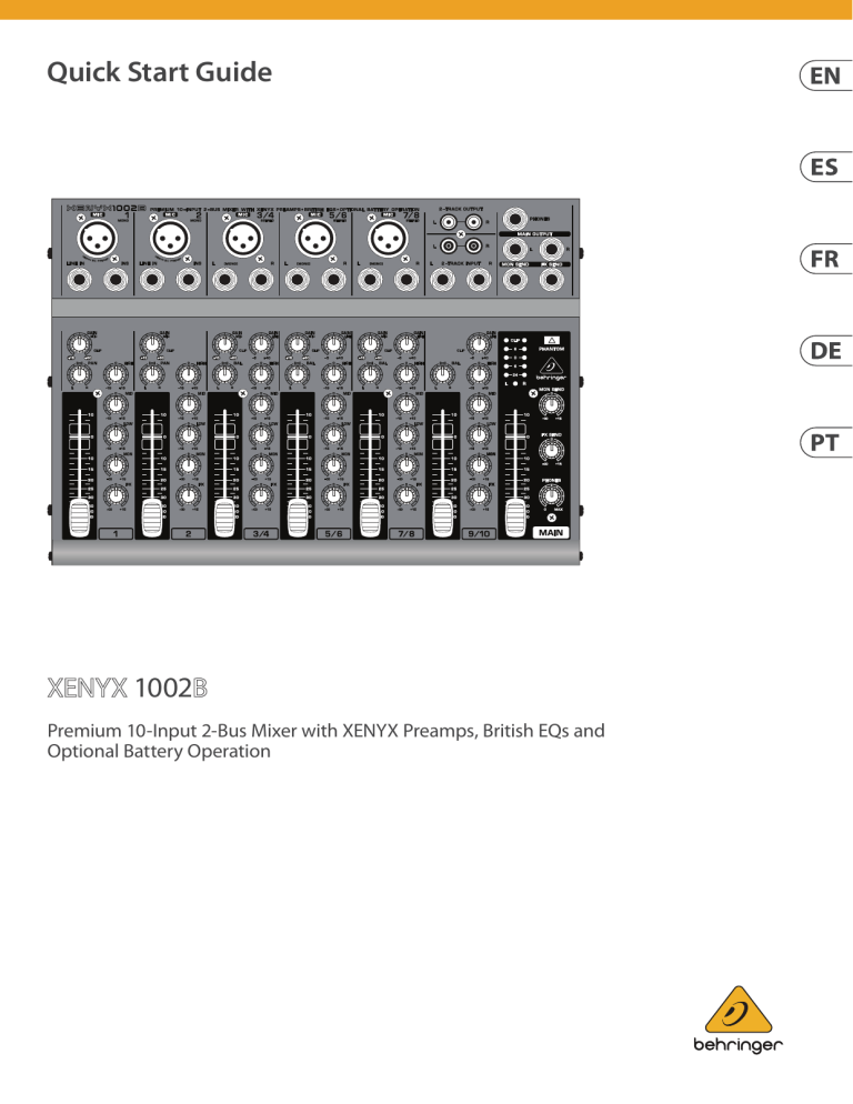 Behringer Xenyx 1002b 1002b Quick Start Guide Manualzz