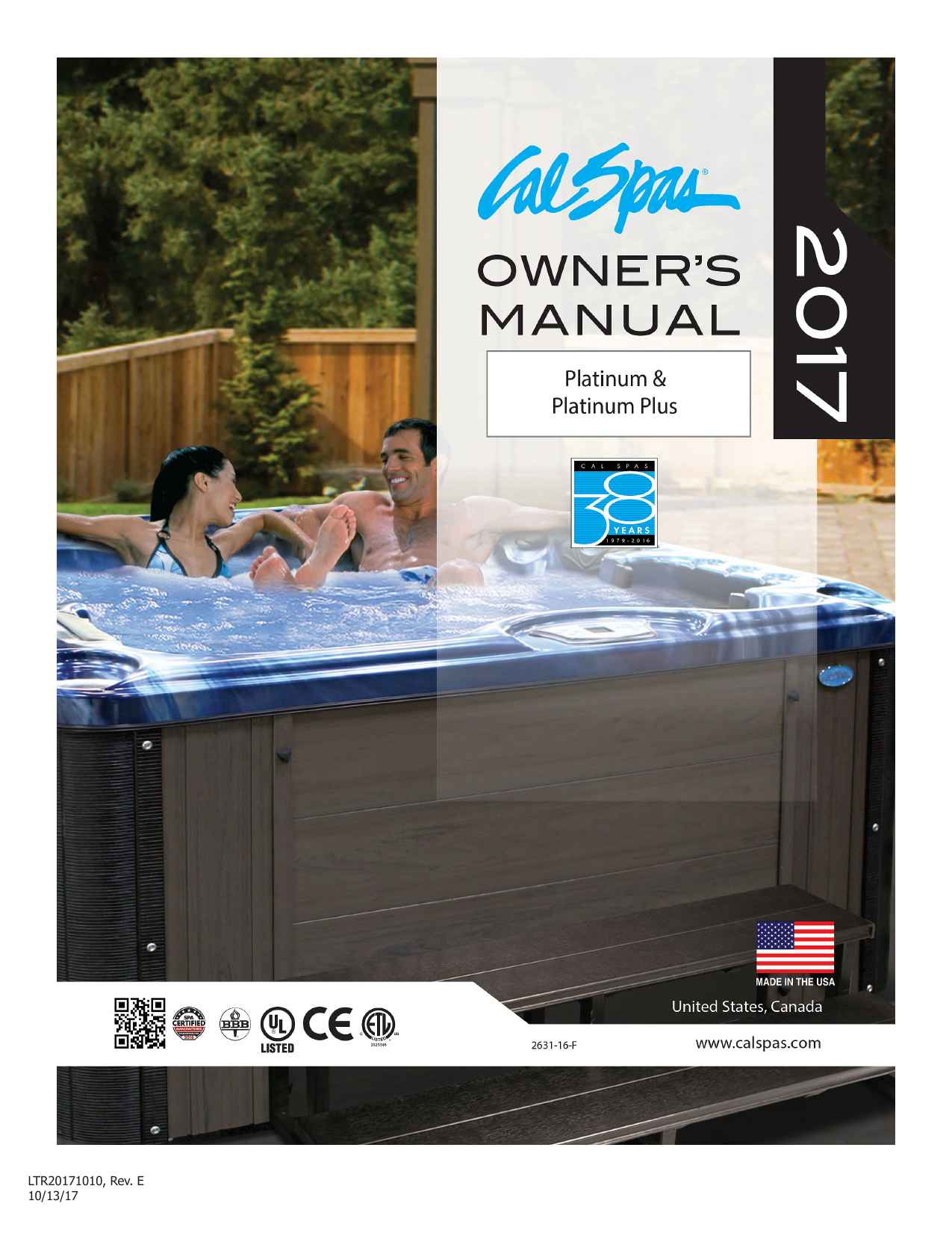 Cal Spas Platinum Series Spa 2017 Owner's Manual 