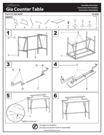 Lumisource Ct Gia Bkbn Counter, Table Assembly Instructions